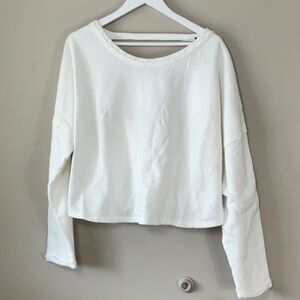Free People oversize white open back sweatshirt